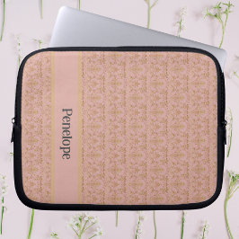 Rosa och Guld Damask Personlig Laptop Fodral