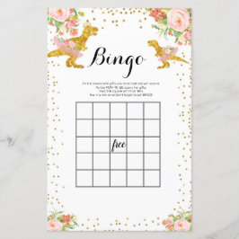 Rosa och guld Dino Watercolor Bingo Spel
