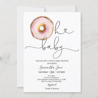 Rosa och Guld Donut Oh Baby Baby Shower Inbjudningar