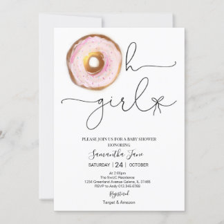 Rosa och Guld Donut Oh Baby Shower Inbjudningar