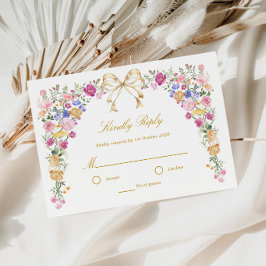 Rosa och guld elegant blomsterträdgård bröllop RSV OSA Kort