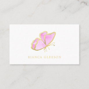 Rosa och Guld Elegant Butterfly Visitkort