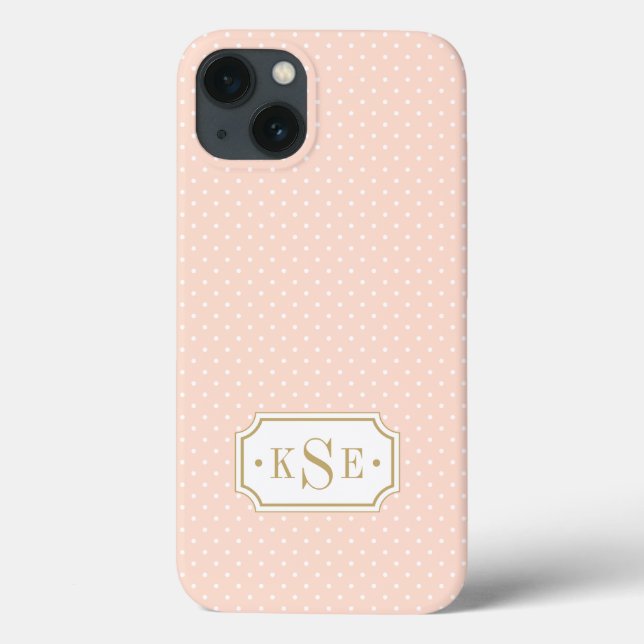  Rosa och Guld Elegant Dots Monogram (Baksida)