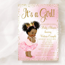 Rosa och Guld Ethnic Princess Baby Shower Inbjudningar