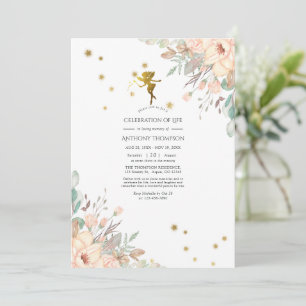 Rosa och Guld Fairy themed Firande of Life Inbjudningar
