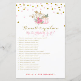 Rosa och Guld Fall Birthday Game, Pumpkin