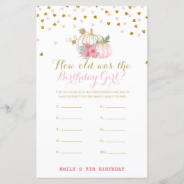 Rosa och Guld Fall Birthday Game, Pumpkin