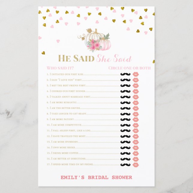 Rosa och Guld Fall Möhippa Game, Pumpkin (Framsida)