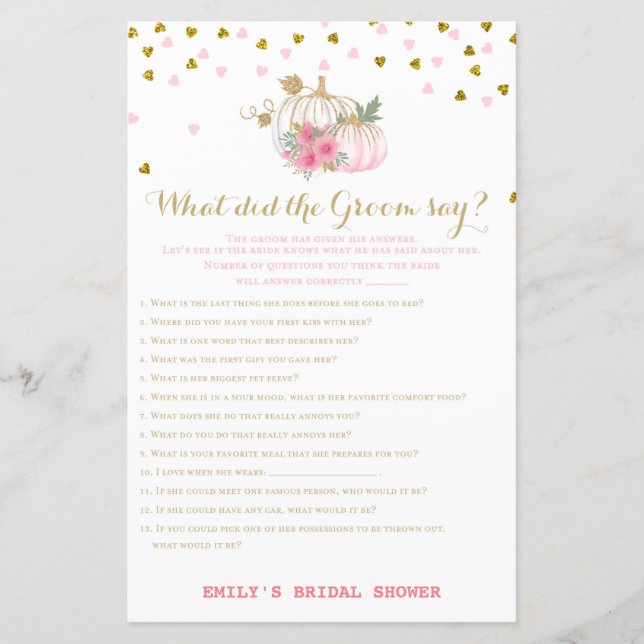 Rosa och Guld Fall Möhippa Game, Pumpkin (Framsida)