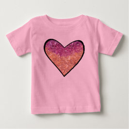Rosa och Guld Faux Glitter Heart Tee