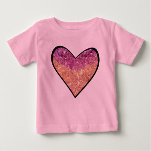 Rosa och Guld Faux Glitter Heart Tee