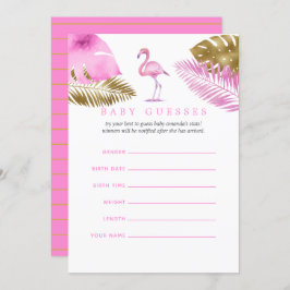 Rosa och Guld Flamingo Baby Shower Baby Guesses Inbjudningar