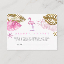 Rosa och Guld Flamingo Baby Shower Diaper Raffle Tilläggskort