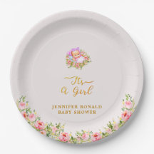 Rosa och Guld Flower temat en flickdusch