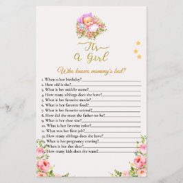 Rosa och Guld Flower temat en flickdusch Flygblad