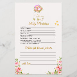 Rosa och Guld Flower temat en flickdusch Flygblad