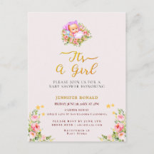 Rosa och Guld Flower temat en flickdusch