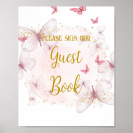 Rosa och Guld-födelsedagsgäst Bok Bord Poster