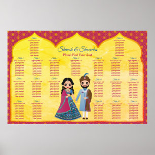 Rosa och guld-formgivning gräns indian bröllop sku poster