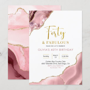 Rosa och Guld fyrtio- och Fabulous-inbjudan Inbjudningar