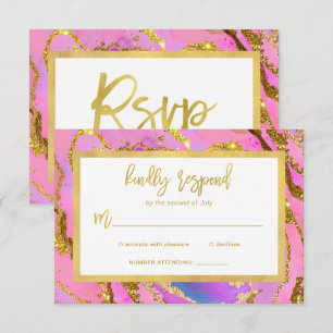 Rosa och Guld Geode OSA Kort