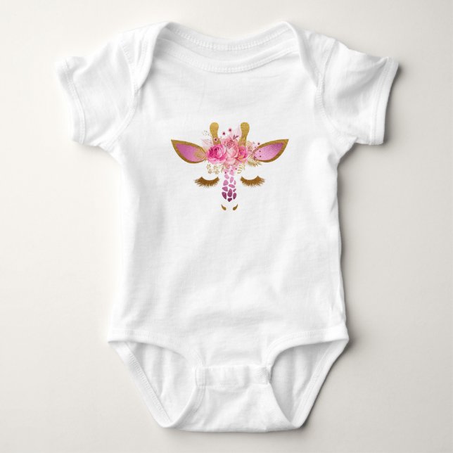 Rosa och guld- giraffbabyRomper Tee (Framsida)