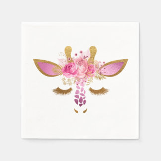 Rosa och Guld Giraffe Napkins Pappersservett