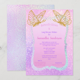 Rosa och Guld Girl Long Avstånd Baby Shower Baby Inbjudningar