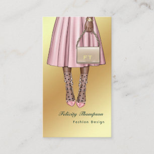 Rosa och Guld Girly Monogram QR-kod Visitkort