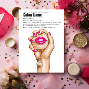 Rosa och Guld Glam Chic Beauty Salon Open Inbjudningar