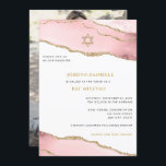 Rosa och Guld Glitter Agate, Bat mitzvah foto Inbjudningar<br><div class="desc">Den här moderna designen har ett vackert gräns,  anpassningsbarna och ett foto på baksidan. Använda mallformuläret för att lägga till text.\ och foto. Med de avancerade redigeringsmenyerna,  som du kommer åt genom att välja "anpassa ytterligare",  kan du ändra typsnitt,  färg och layout.</div>
