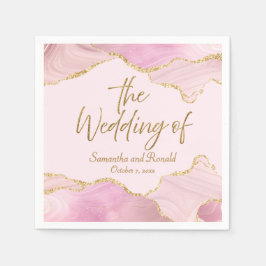 Rosa och Guld Glitter agerade Bröllop Pappersservett