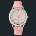 Rosa och Guld Glitter Armbandsur<br><div class="desc">Designat att samordna med vår samling i Rosa och Guld Glitter i bröllop, har den här söta klockan en gräns i guld glitter på rosa. Om du vill ha en mer avancerad anpassning av den här designen klickar du på knappen "CUSTOMIZE" ovan. Observera att glitter är tryckt och inte glitter...</div>