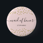 Rosa och Guld Glitter bridesmaid 6 Cm Round Badge Knapp<br><div class="desc">Kommer du att bli min Bridesmaid Frieri Nyckelring? Designat att samordna med vår insamling av Rosa och Guld Glitter bröllop, har denna söta bricka en gräns i guld glitter på rosa. Om du vill ha en mer avancerad anpassning av den här designen klickar du på knappen "CUSTOMIZE" ovan. Observera att...</div>