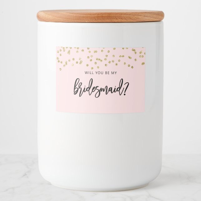 Rosa och Guld Glitter Bridesmaid Candle Sticker Mat Etiketter (Framsida)