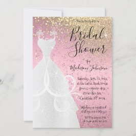 Rosa och Guld Glitter Bröllopsfest Inbjudningar