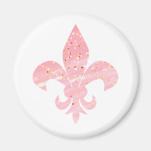 Rosa och Guld Glitter Fleur de Lis Magnet