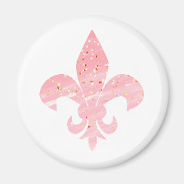 Rosa och Guld Glitter Fleur de Lis Magnet