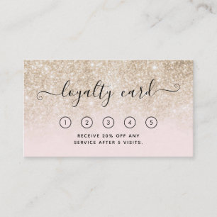 Rosa och Guld Glitter-förmånskort med Logotyp Visitkort