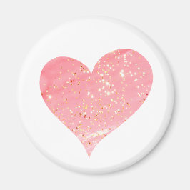 Rosa och Guld Glitter Heart Magnet