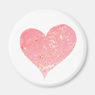 Rosa och Guld Glitter Heart Magnet