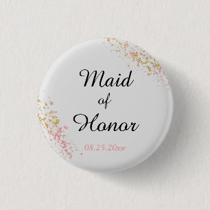 Rosa och Guld Glitter Maid of honor Knapp