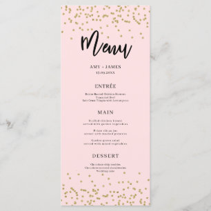 Rosa och Guld Glitter Menu Meny