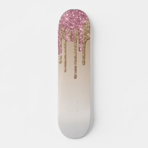 Rosa och Guld Glitter Mini Skateboard Bräda 18,5 Cm
