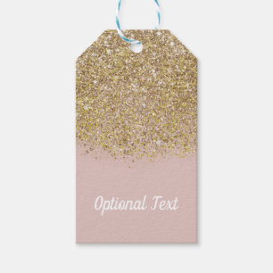 Rosa och guld glitter modernt trendigt glamouröst presentetikett