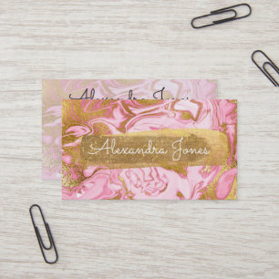 Rosa och Guld Glitter och Gnistra Marble Visitkort