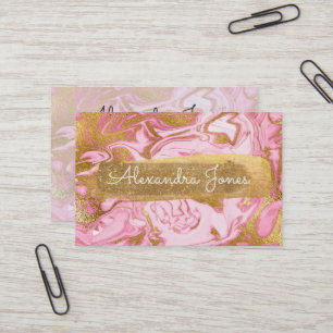 Rosa och Guld Glitter och Gnistra Marble Visitkort