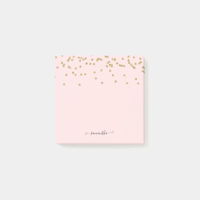 Rosa och Guld Glitter Post-it Block (Framsida)