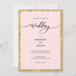 Rosa och guld glitter prickar Bröllop Inbjudningar