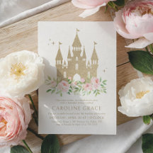 Rosa och Guld Glitter Princess Castle Birthday